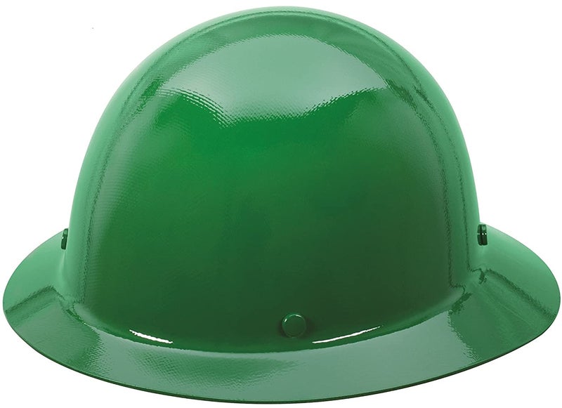 MSA 475411 Skullgard Full-Brim Hard Hat with Fas-Trac III Ratchet Suspension, Non-slotted Hat, Made of Phenolic Resin, Radiant Heat Loads up to 350F - Standard Size in Green - Image 1